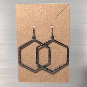 Black nickel Geometric Hexagon earrings